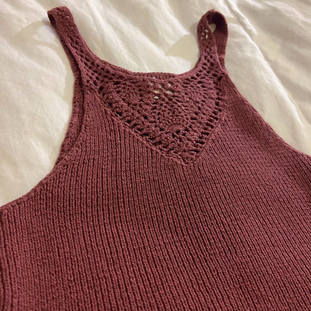 PacSun Magenta Knit Crochet Tank Top